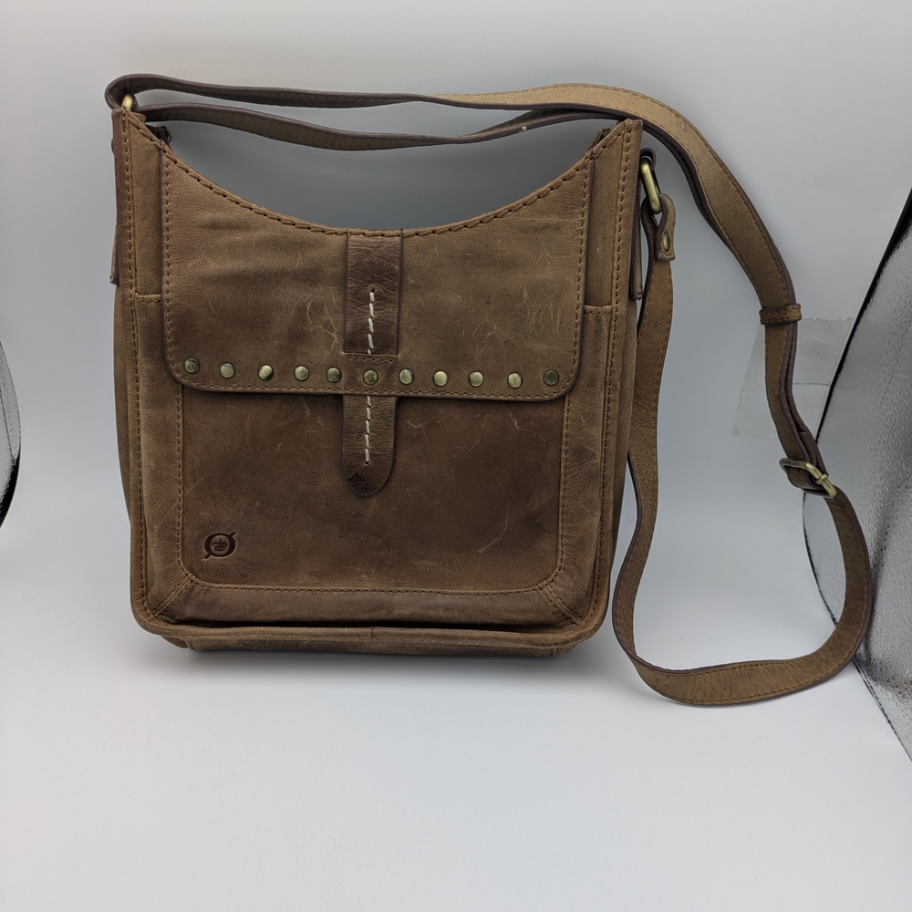Born Distressed Leather Crossbody Bag - Brown